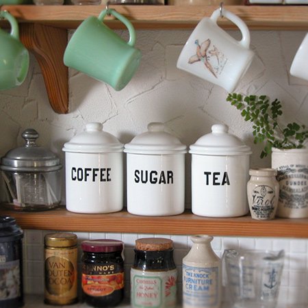 オールドファームハウス ホワイトホーローSシリーズ キャニスター（TEA