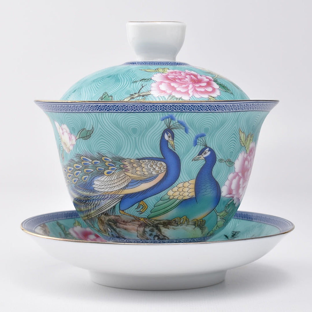 描金琺瑯蓋碗（天藍）｜中国茶器専門店の通販・天香茶行