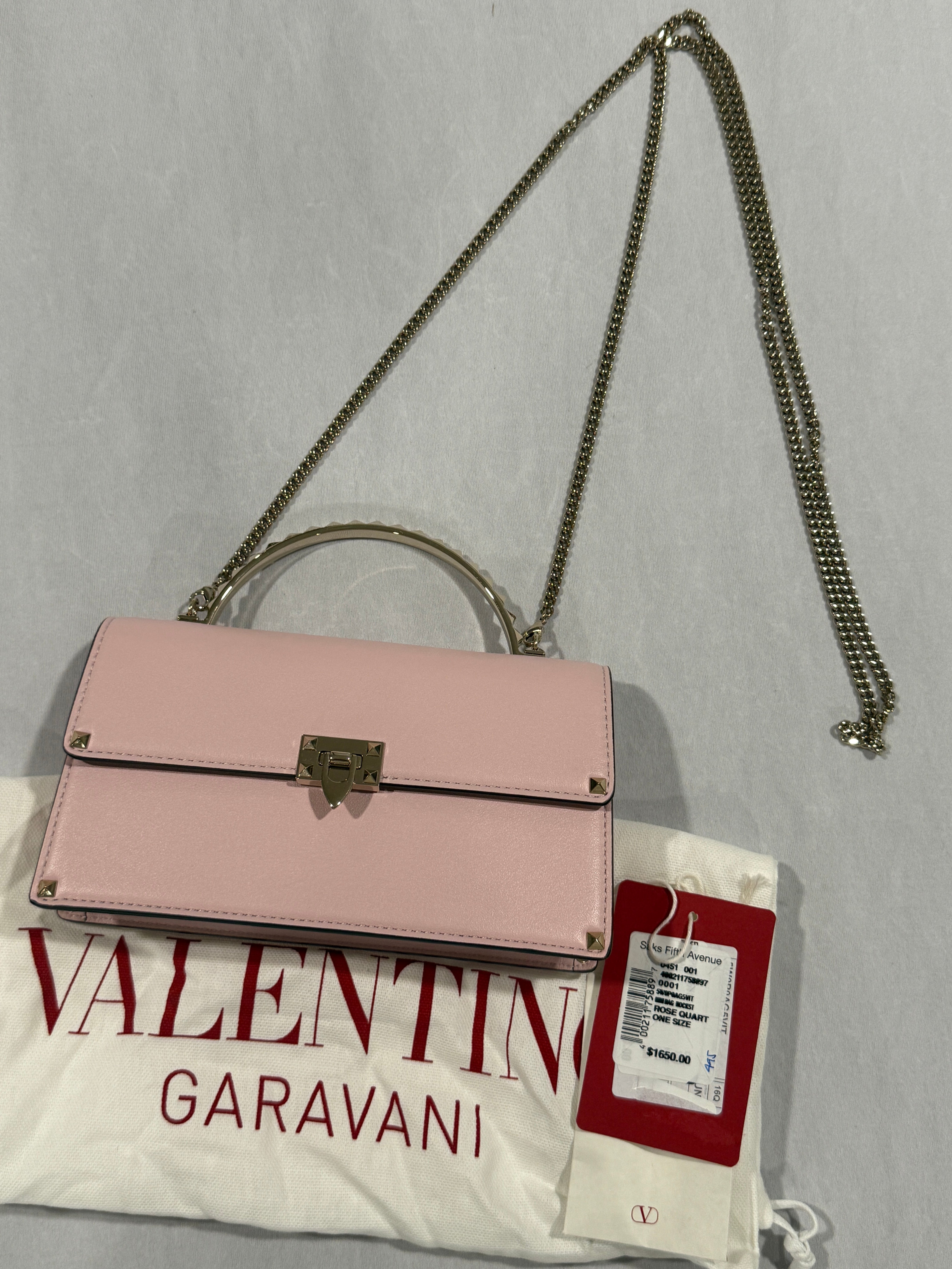 Valentino Garavani Mini Pink Top Handle Rockstud Crossbody Bag