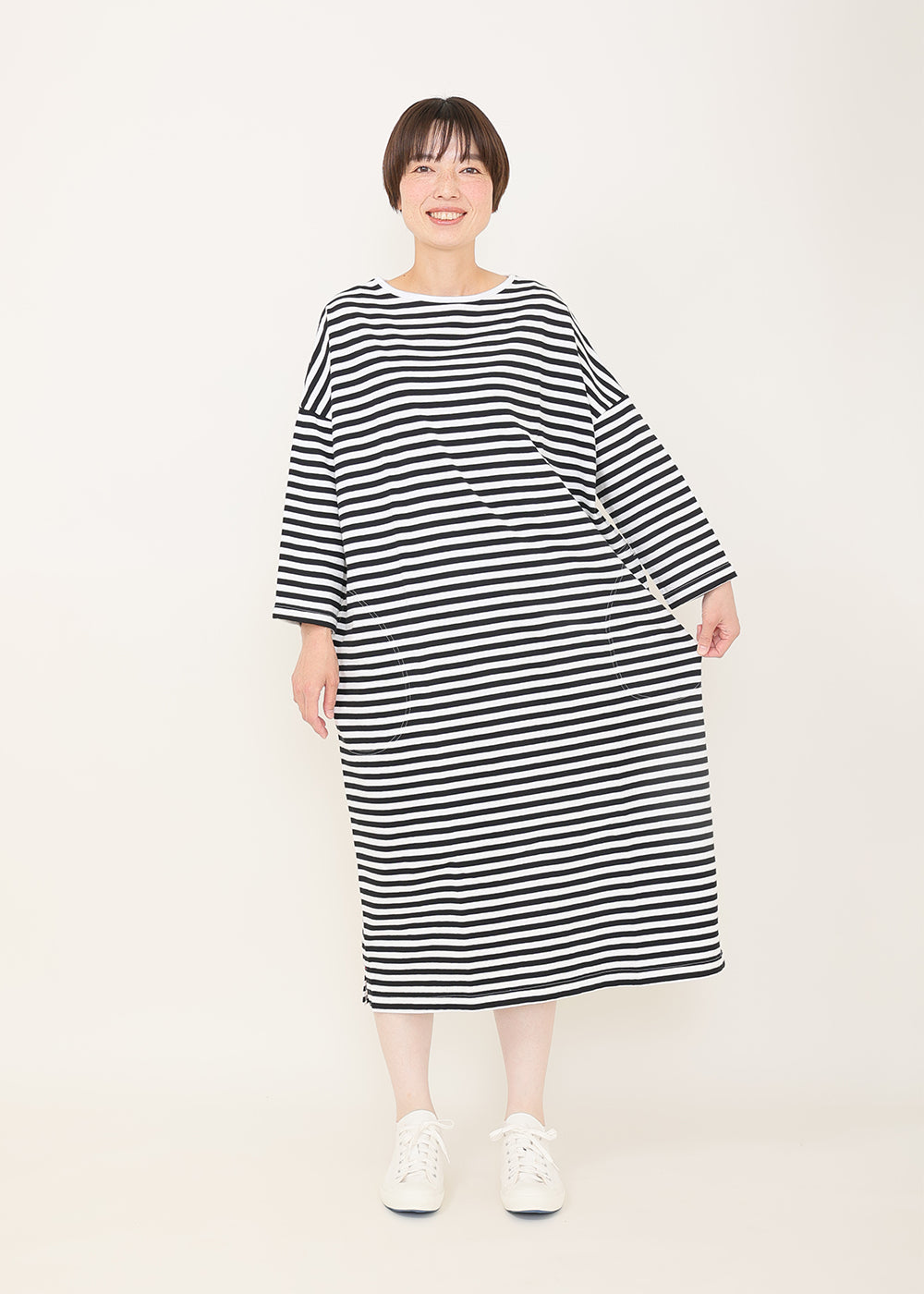 スーピマ裏毛 8分袖ワンピース│to touch