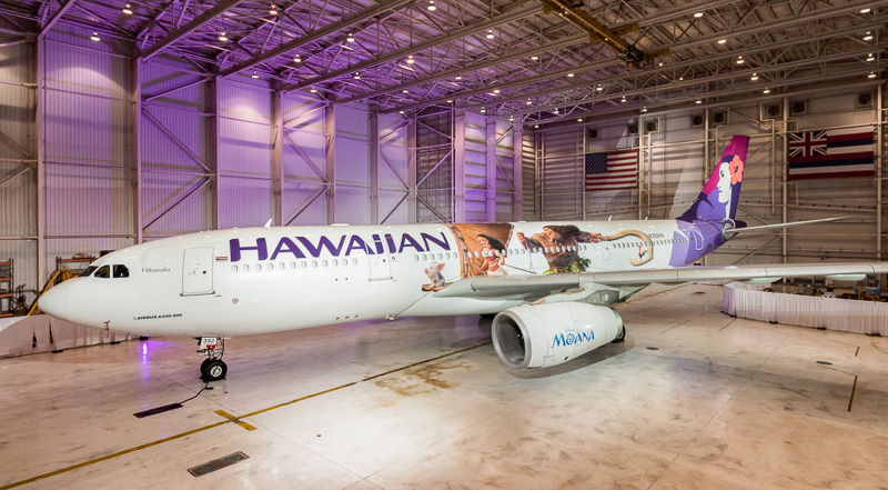 ハワイアン航空、ディズニー映画「モアナと伝説の海」とタイアップした