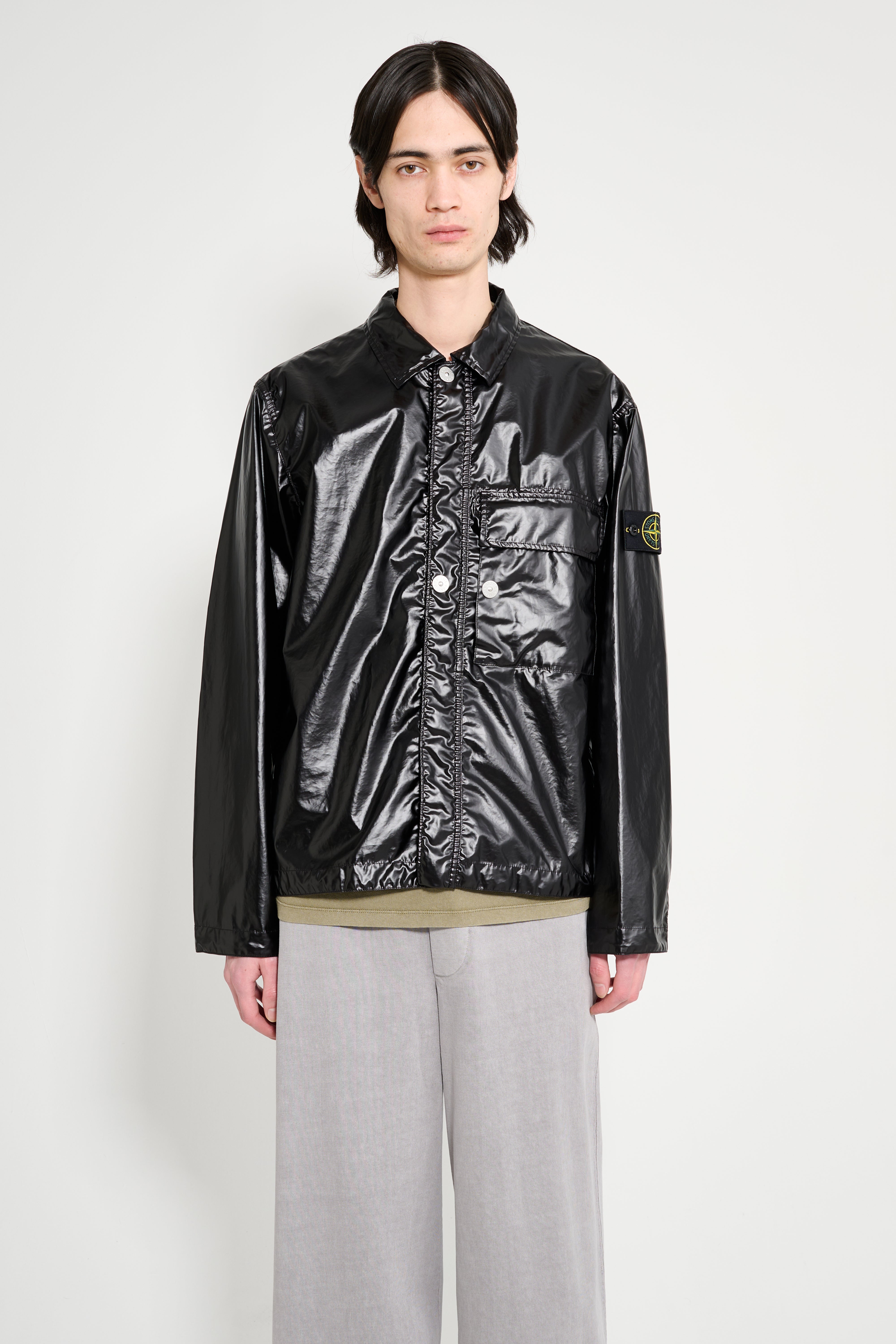 Stone Island Mussola Gommata-TC Nylon Shirt Jacket Black – Très Bien