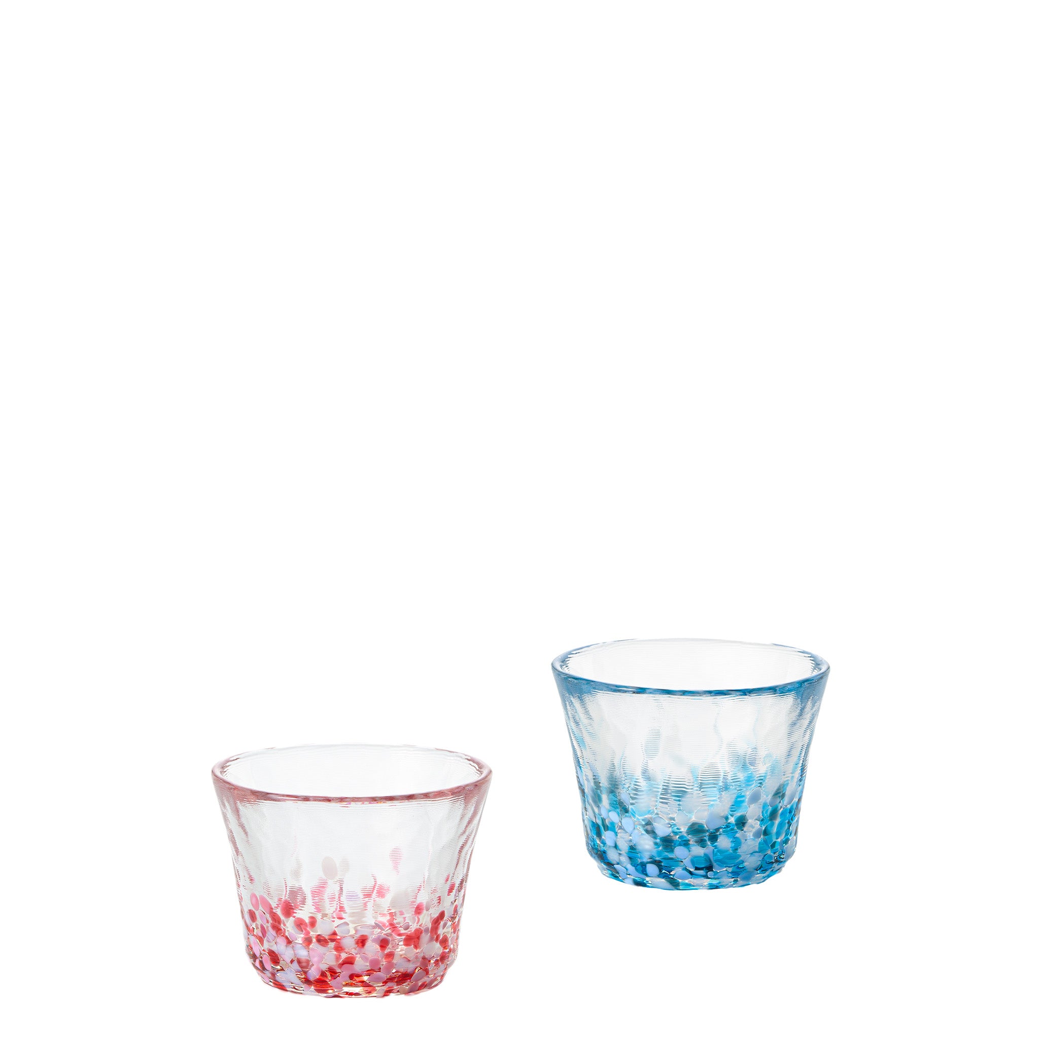 津軽びいどろ 盃ペアセット 小花/青涼 | 上品なガラスのおちょこ