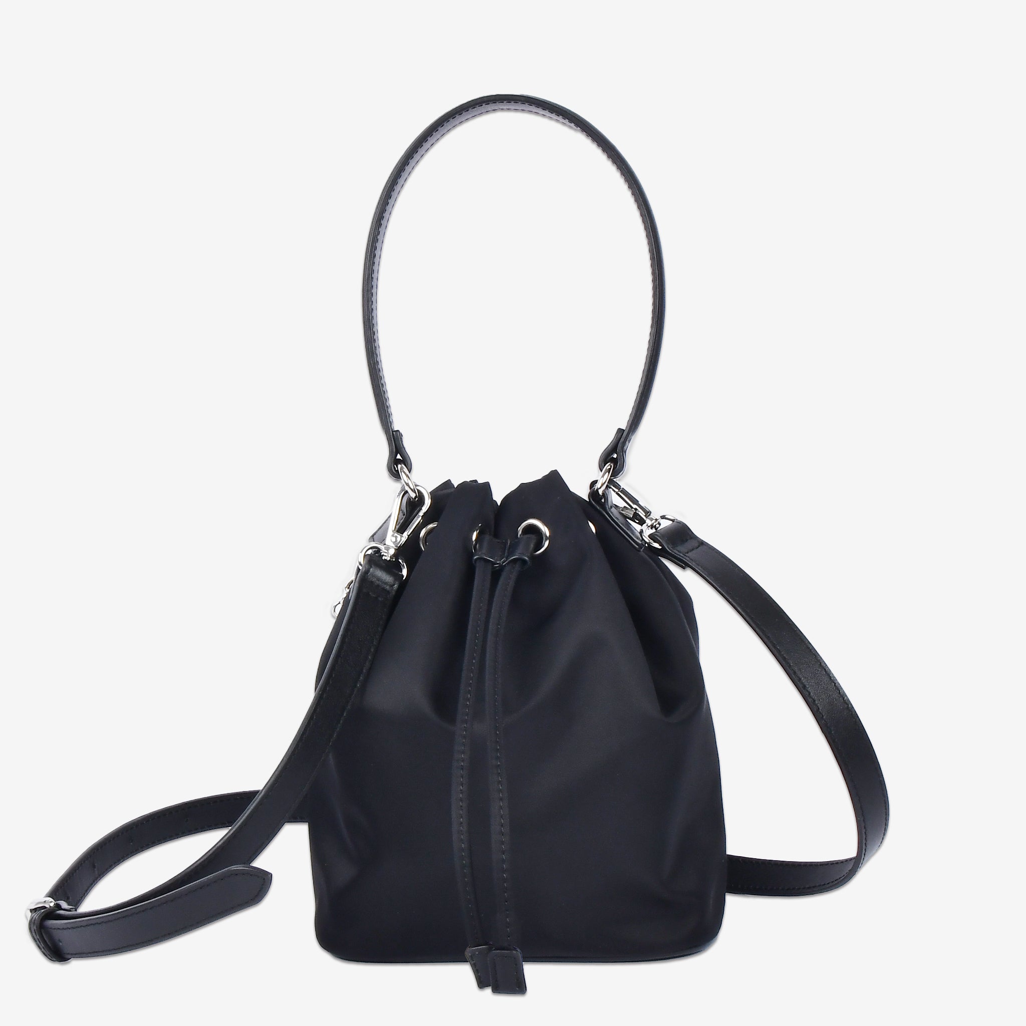 ナイロン×レザー】Drawstring Bag-巾着バッグ (S・M)