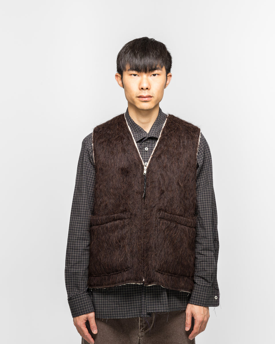 Camiel Fortgens - Zip Vest - Brown Hairy Wool | UP THERE