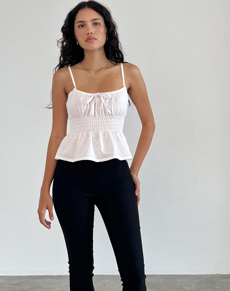 Off White Tie Front Cami Top | Lyncia – motelrocks-com-us