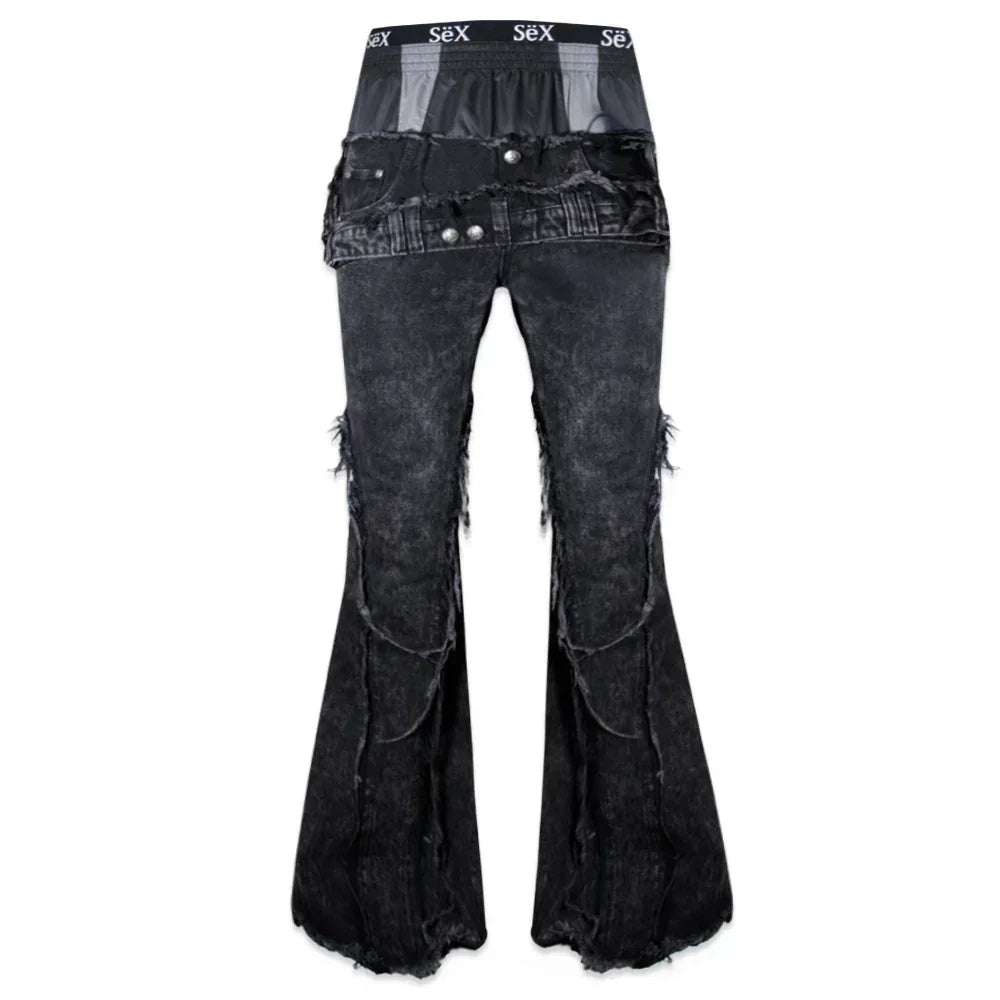 COZY WORLDWIDE Product Page - Triple Layer Waxed Flared Jeans