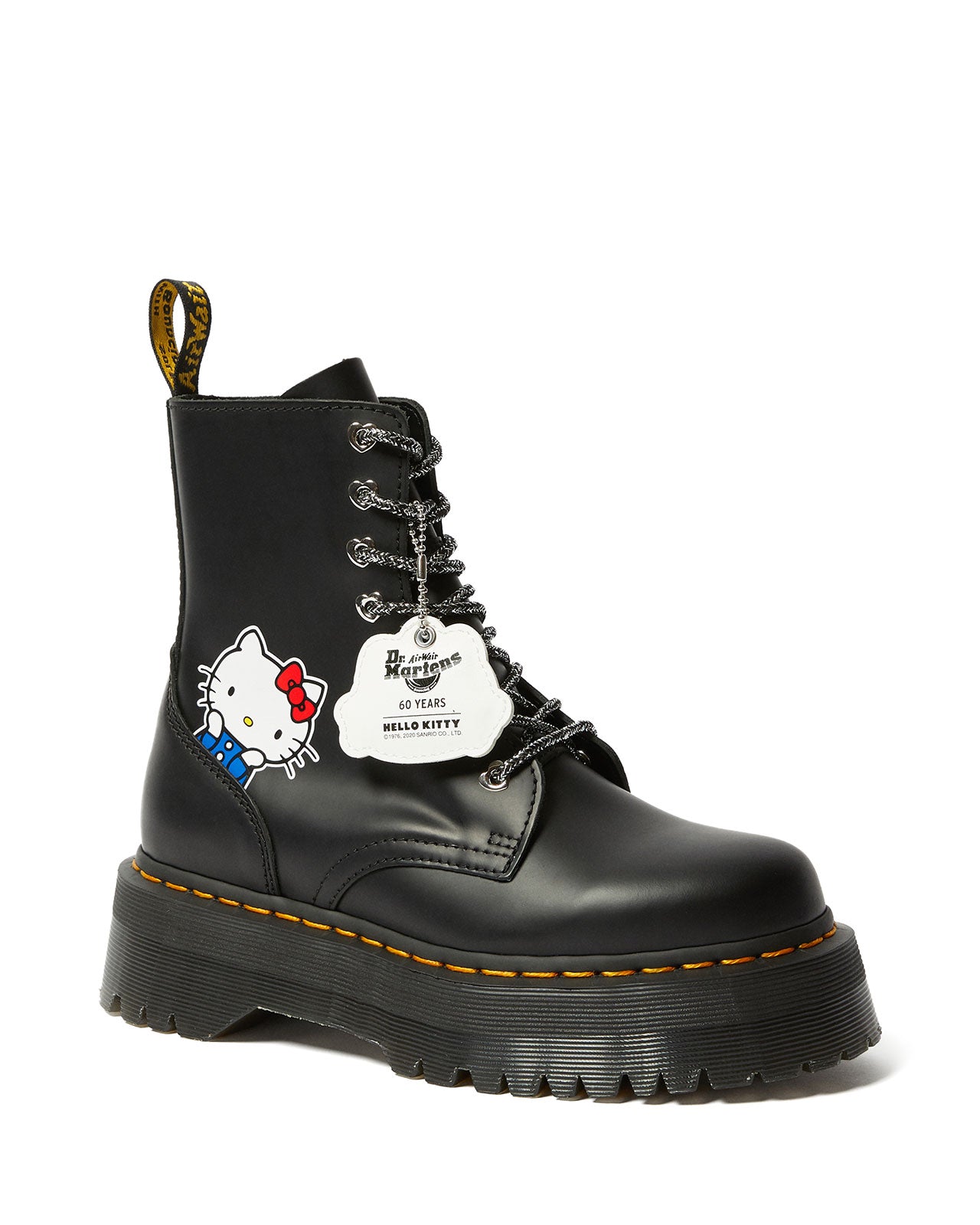 Jadon Hello Kitty Black Polished Smooth Platform Boots – Posers