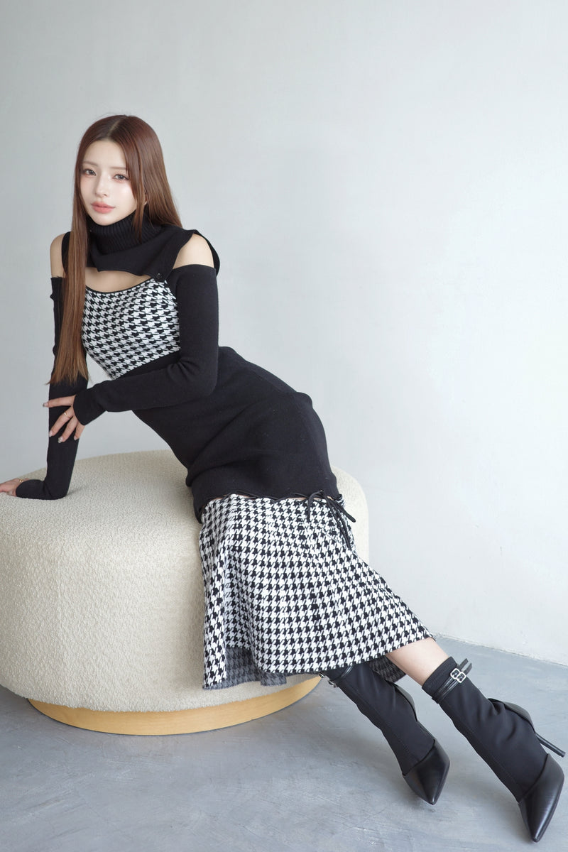 2wayハウンドトゥースストリングコアワンピース – Randy