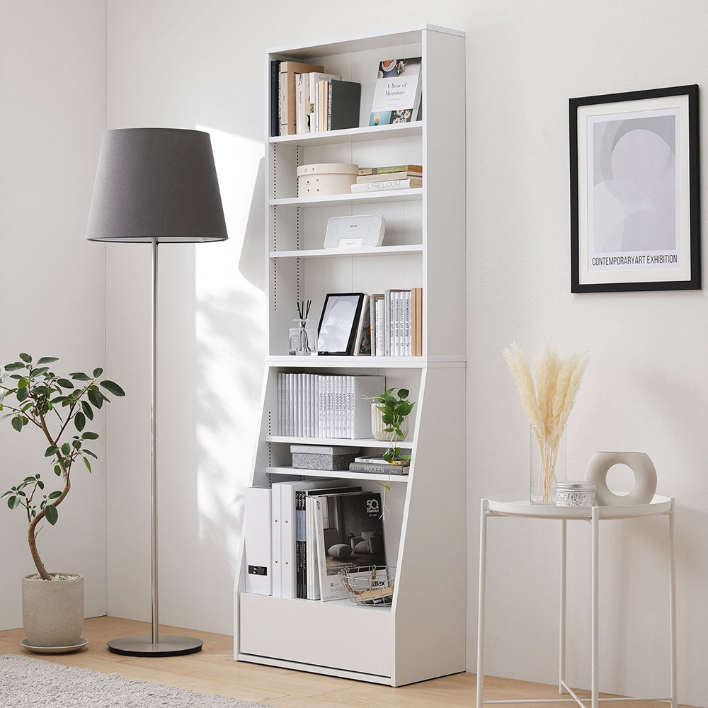 幅60×高さ175cm】引き出し付き本棚 薄型ブックシェルフ ハイタイプ/大