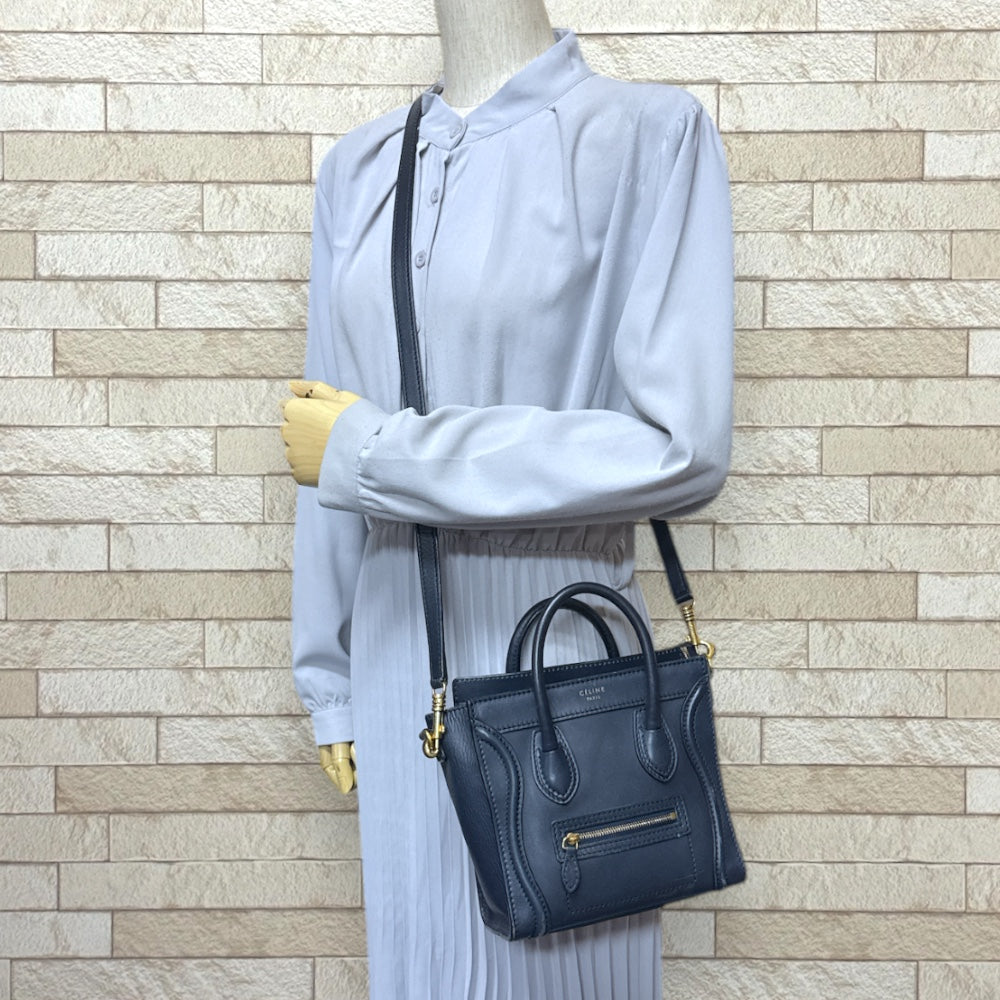 CELINE セリーヌ ラゲージ ナノ ショッパー ショルダーバッグ レザー