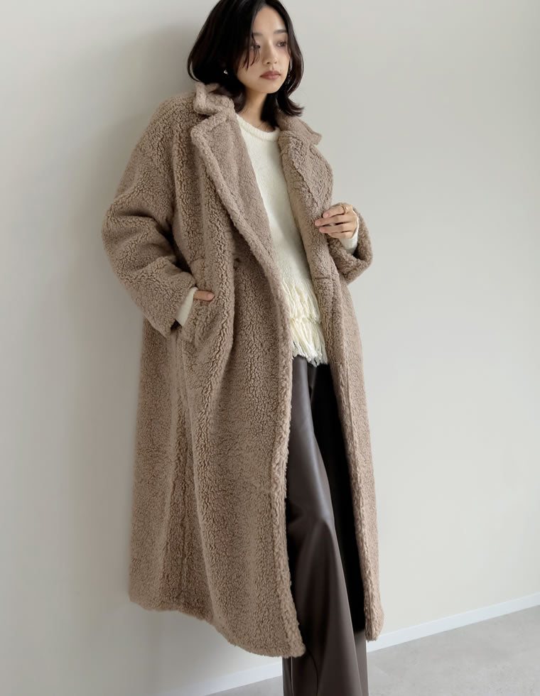 ボアビッグカラーダブルチェスターコート - ジャケット/アウター通販