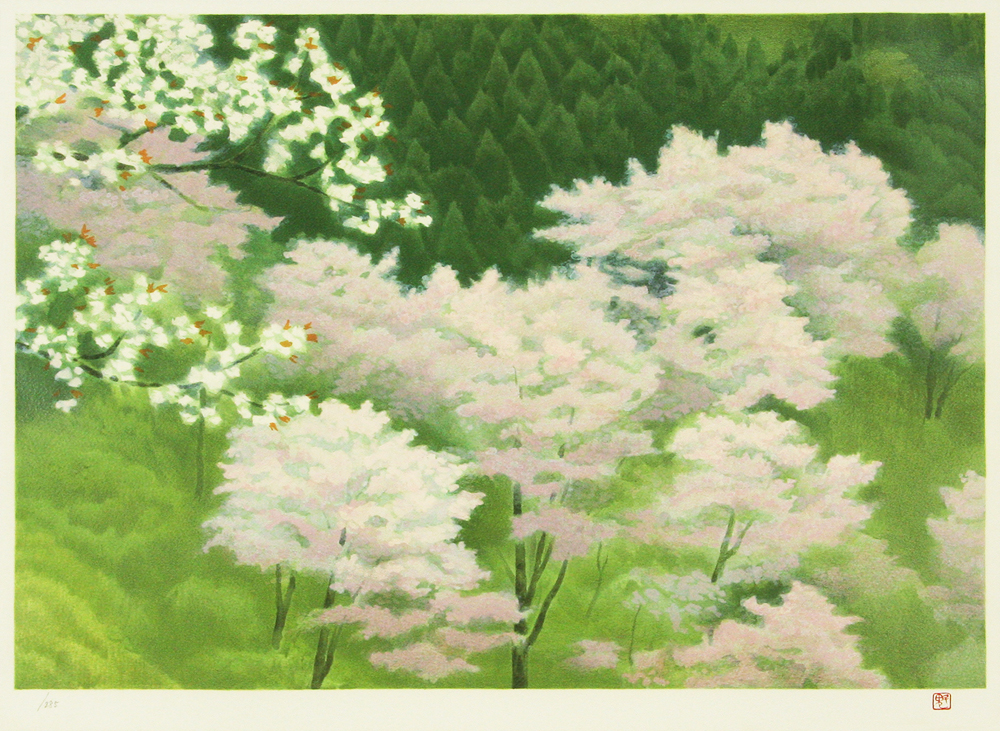 新品】東山魁夷「吉野の春」 ポスター 複製画 日本画 風景画 高級額付