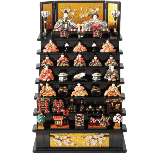 丹青堂 若菜雛 木製七段飾り 雛人形 若菜雛 木製七段飾り 【丹青堂製】