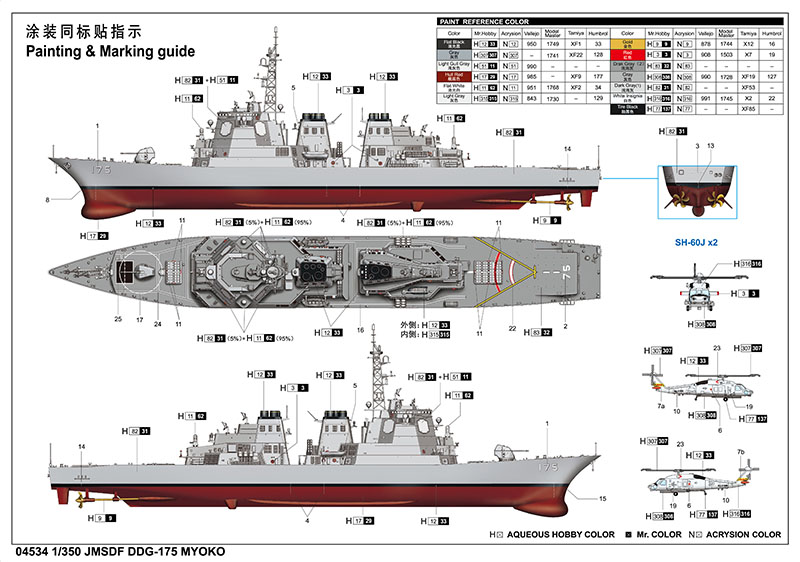 JMSDF DDG-175 MYOKO 04534-1/350 Series-TRUMPETER（china）