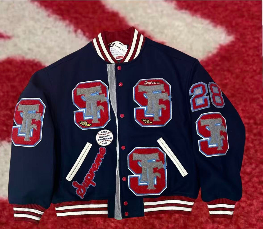 Supreme Drill Team Varsity Jacket Navy FW25 – UniqueHype