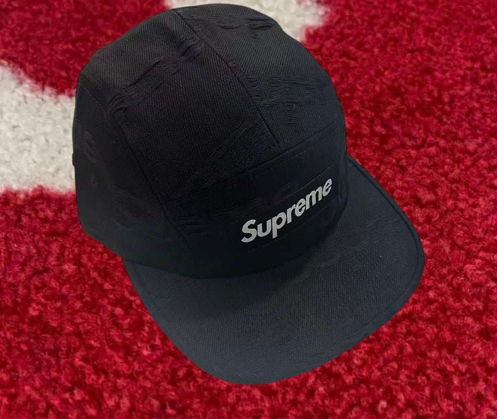 Supreme Jacquard Logos Denim Camp Cap Black FW25 – UniqueHype
