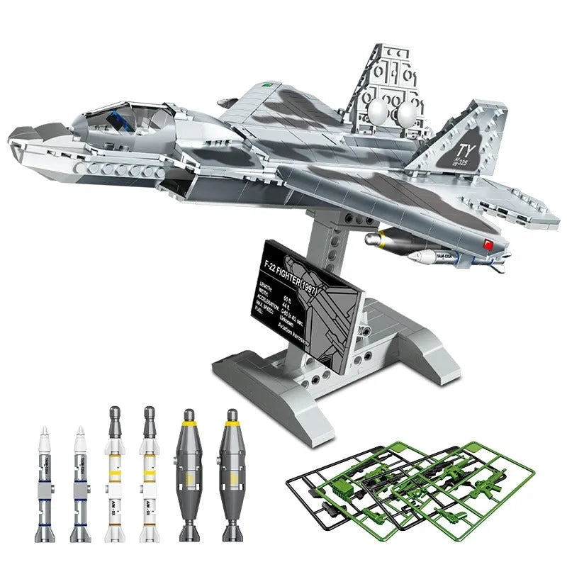 F-22 Raptor Fighter Building Blocks Kids Toy Set