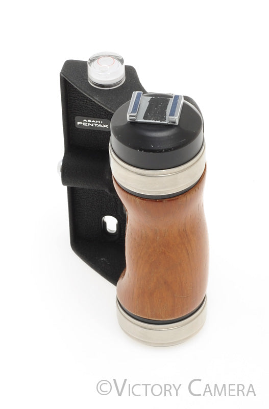 Pentax 67II 67 II 6x7 Left Hand Wooden Grip w/ Flash Shoe + Level [EXC