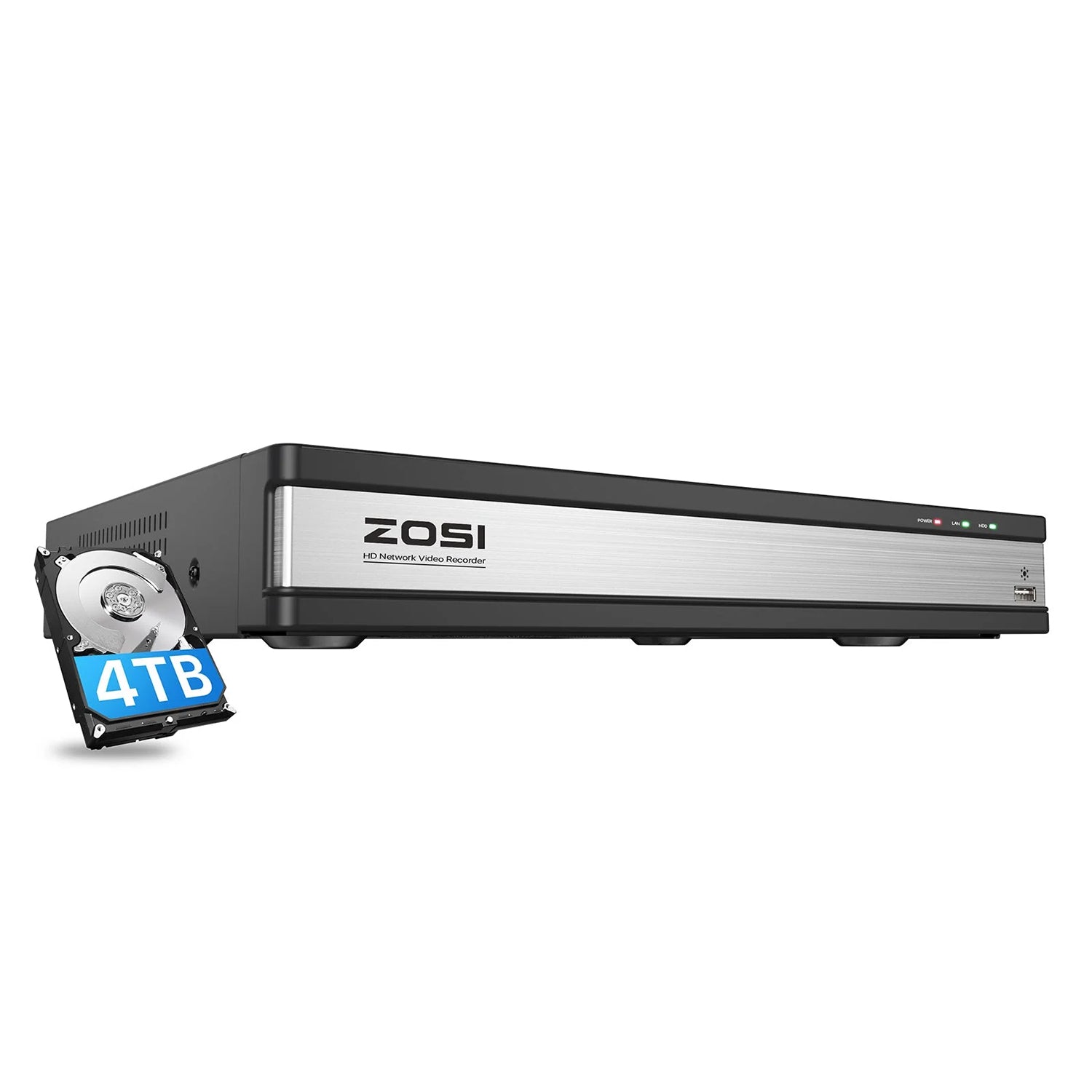 Zosi 4K 16 Channel Network Video Recorder 24/7 Recording PoE NVR