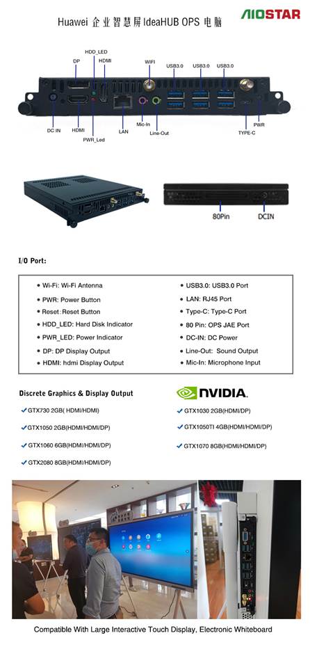 爱鑫微及时推出OPS电脑完美匹配华为企业智慧屏IdeaHub 系列独显OPS电脑