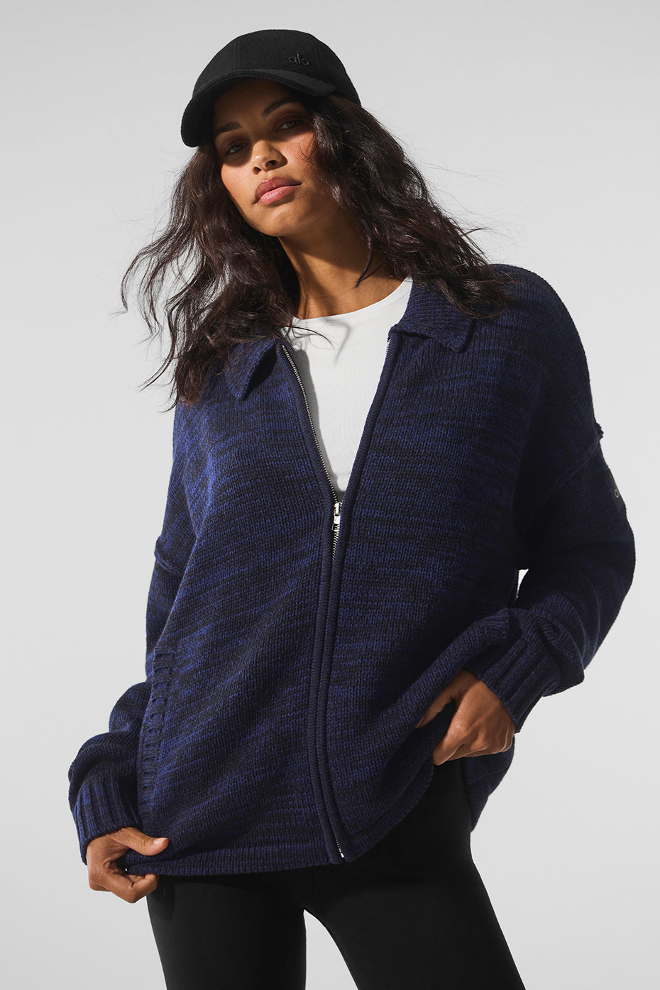 Heritage Full Zip Sweater - Navy Multi | ALO