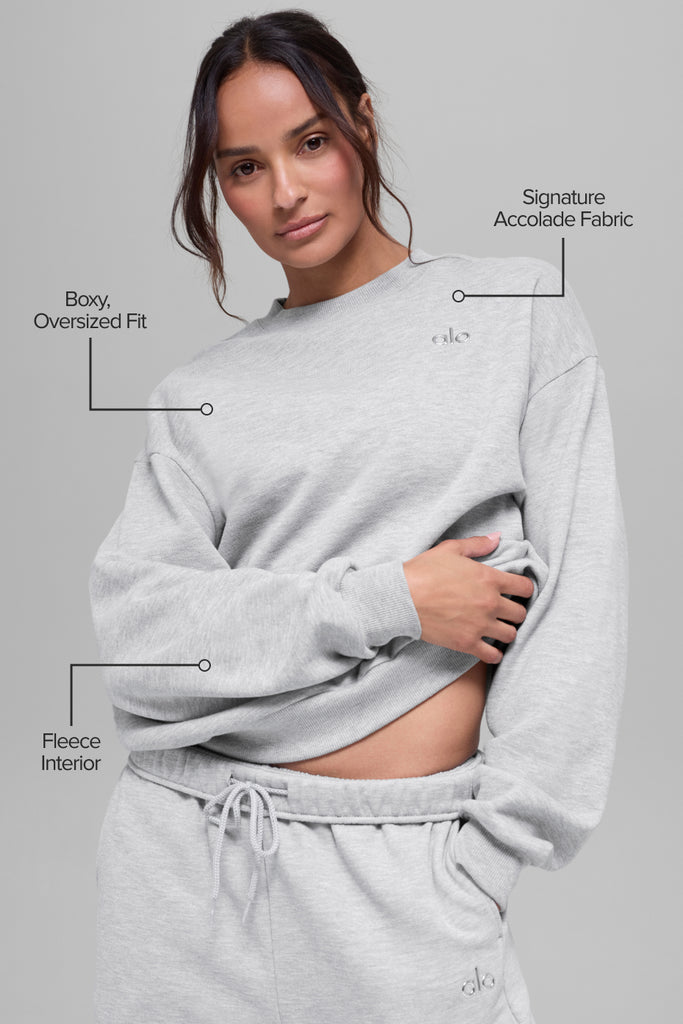 Accolade Crew Neck Pullover - Athletic Heather Grey | ALO