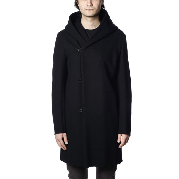 カシミヤ混ストレッチメルトン フーデッドコート - KAZUYUKI KUMAGAI