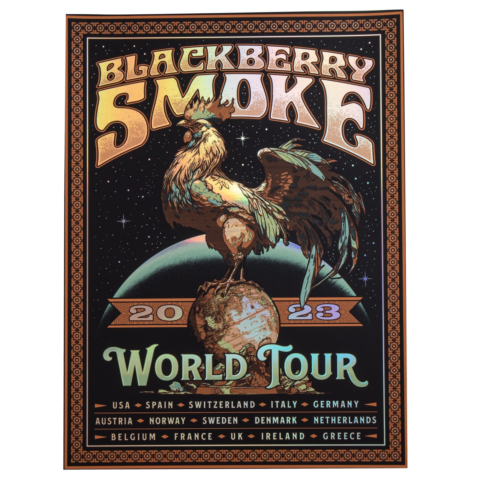 2023 Gold Foil World Tour Poster - B – Blackberry Smoke's Official