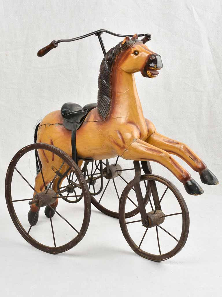Antique French toy horse tricycle - Vélocipède 22