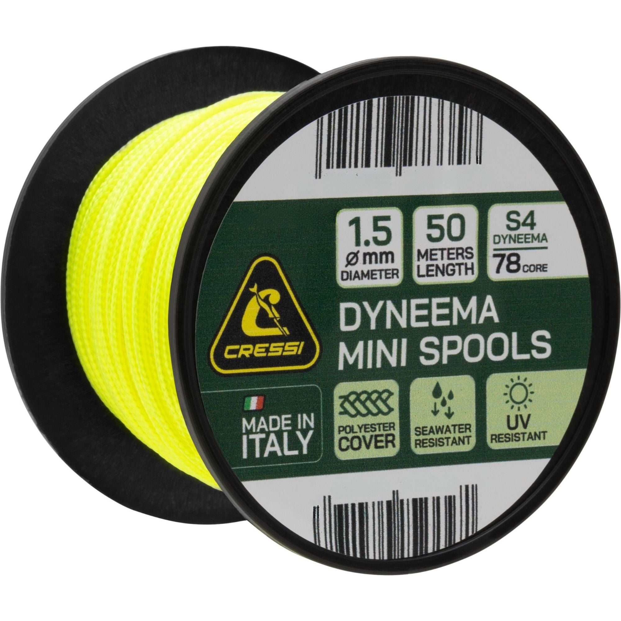 Linha Cressi Dyneema Mini Spools 1.5mm 50m Alta Resistência para
