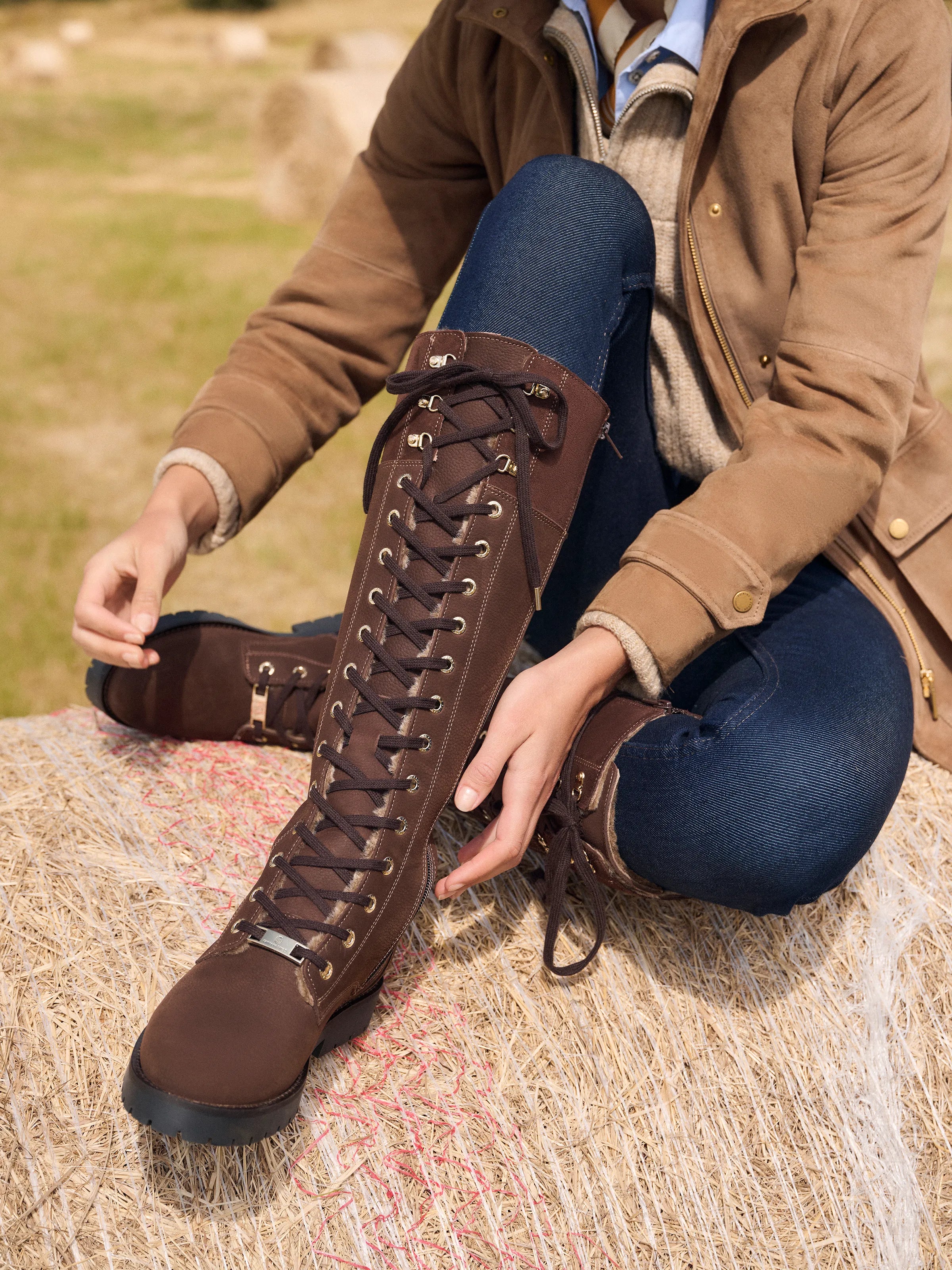 Anglesey - Women's Knee High Lined Boot Chocolate | Fairfax & Favor