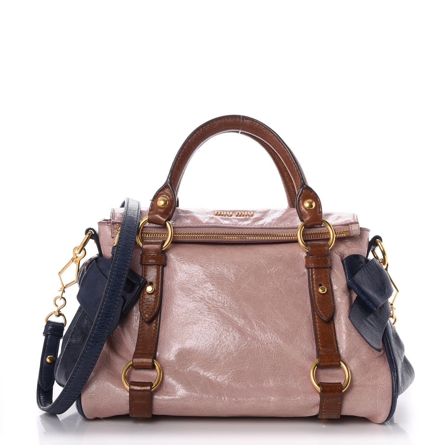 Miu Miu Vitello Lux MIni Bow Bag Pink Blue 264036 – FASHIONPHILE