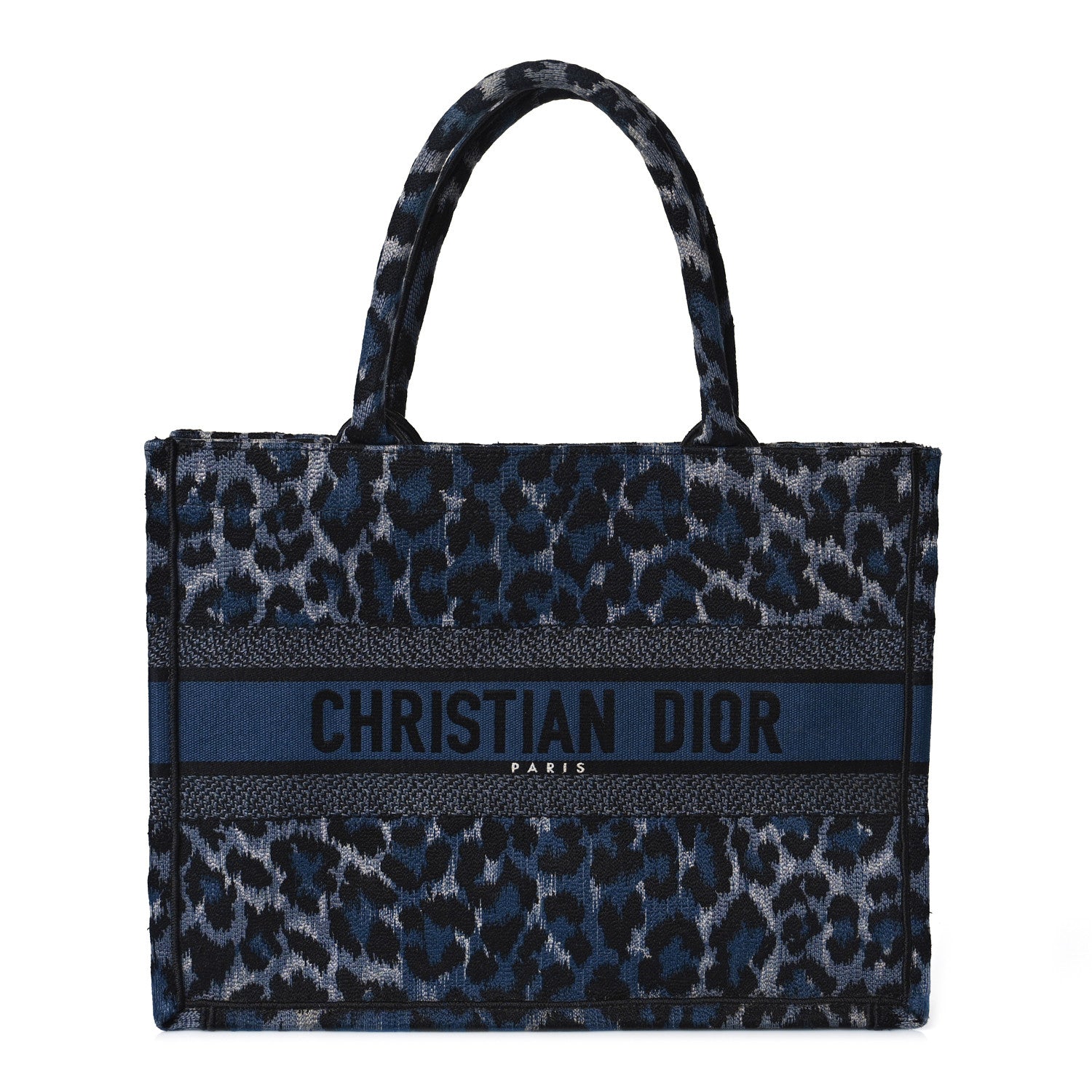Christian Dior Canvas Mizza Embroidered Medium Leopard Book Tote