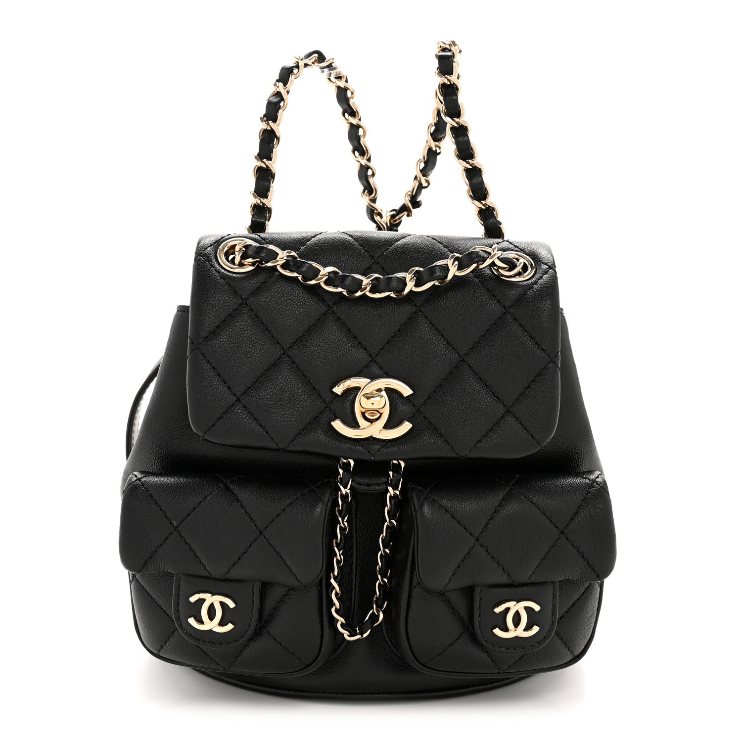 Chanel Calfskin Quilted Mini Duma Pockets Drawstring Backpack