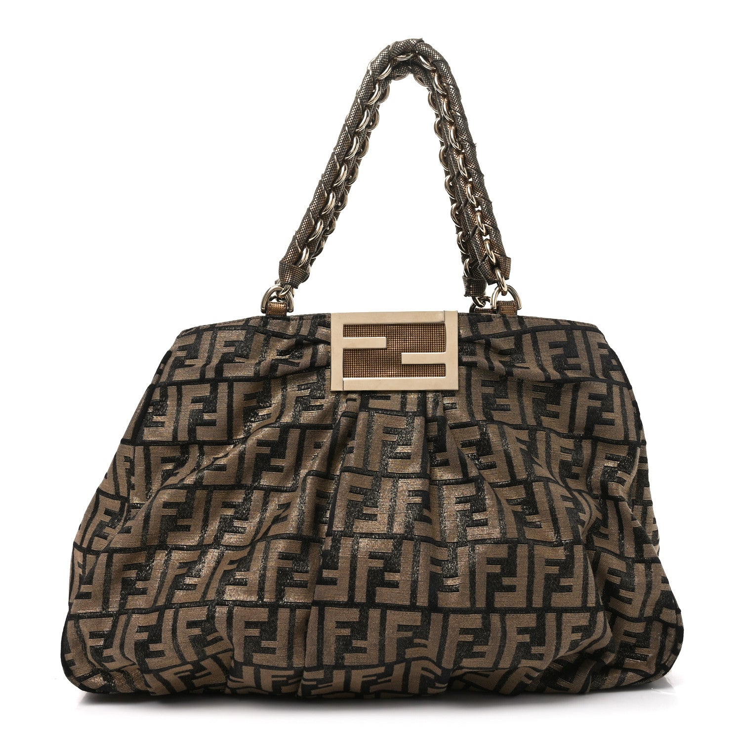 Fendi Metallic Lurex Zucca Mia Tote Bronze 1751896 – FASHIONPHILE