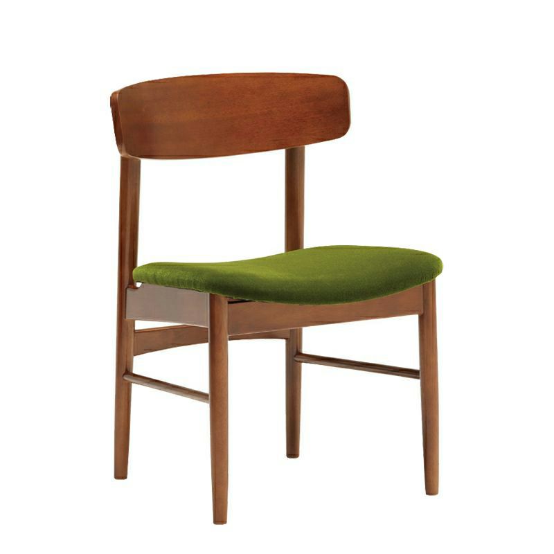カリモク60+ Tチェア モケットグリーン（ウォールナット色塗装