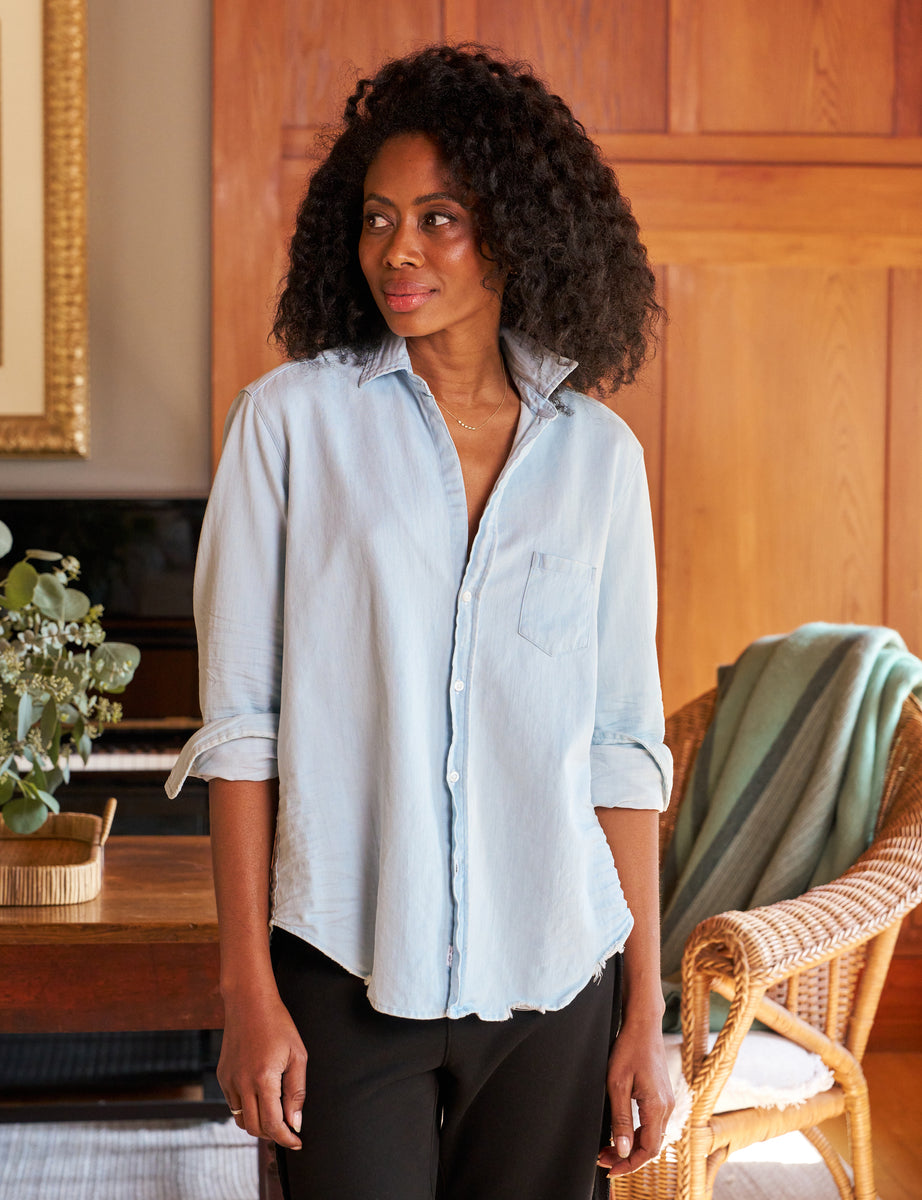 Eileen, Relaxed Button-Up Shirt, Light Blue Denim | Frank & Eileen