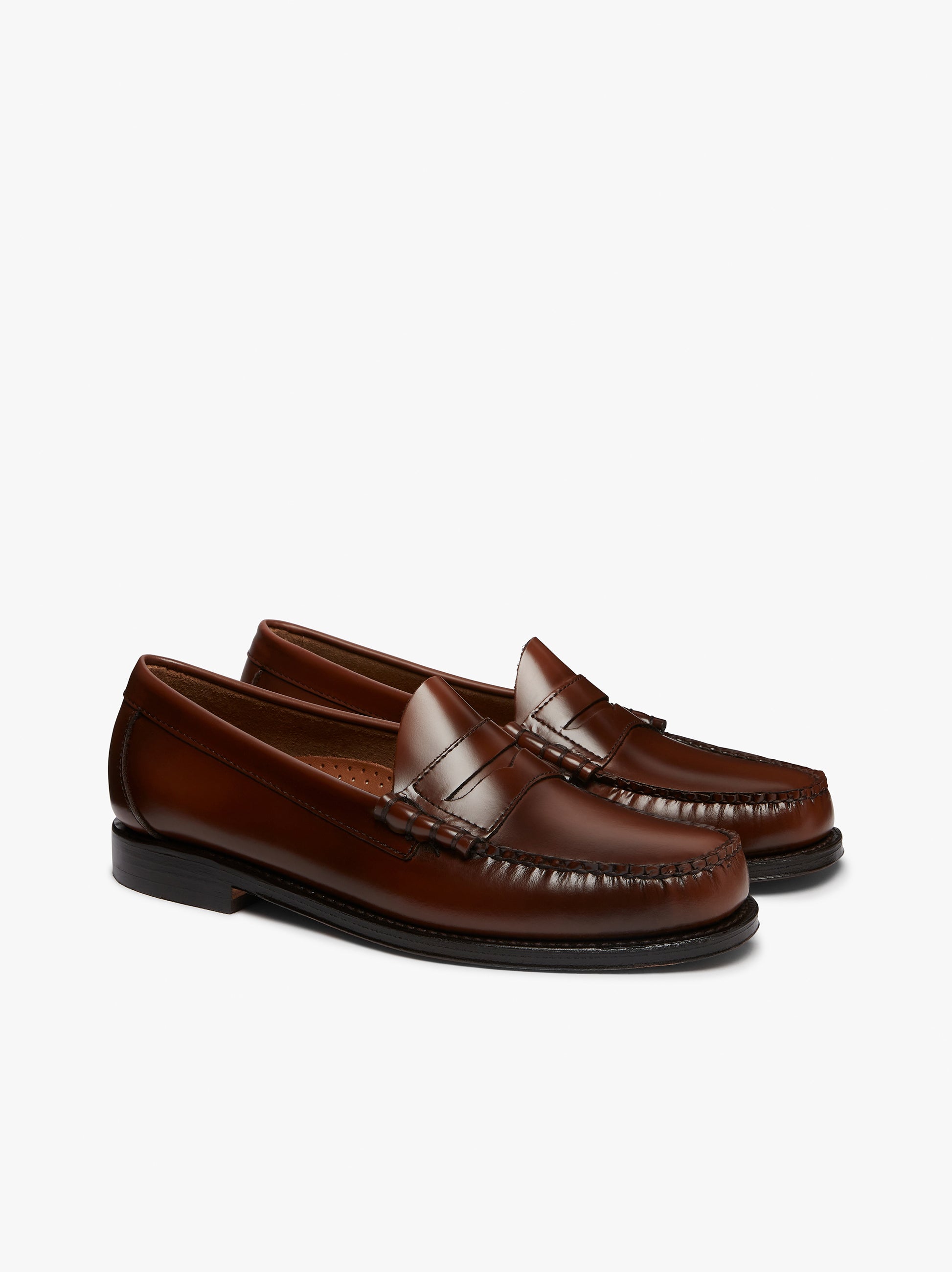 Men's Weejuns Larson Penny Loafers In Brown Leather -G.H.BASS