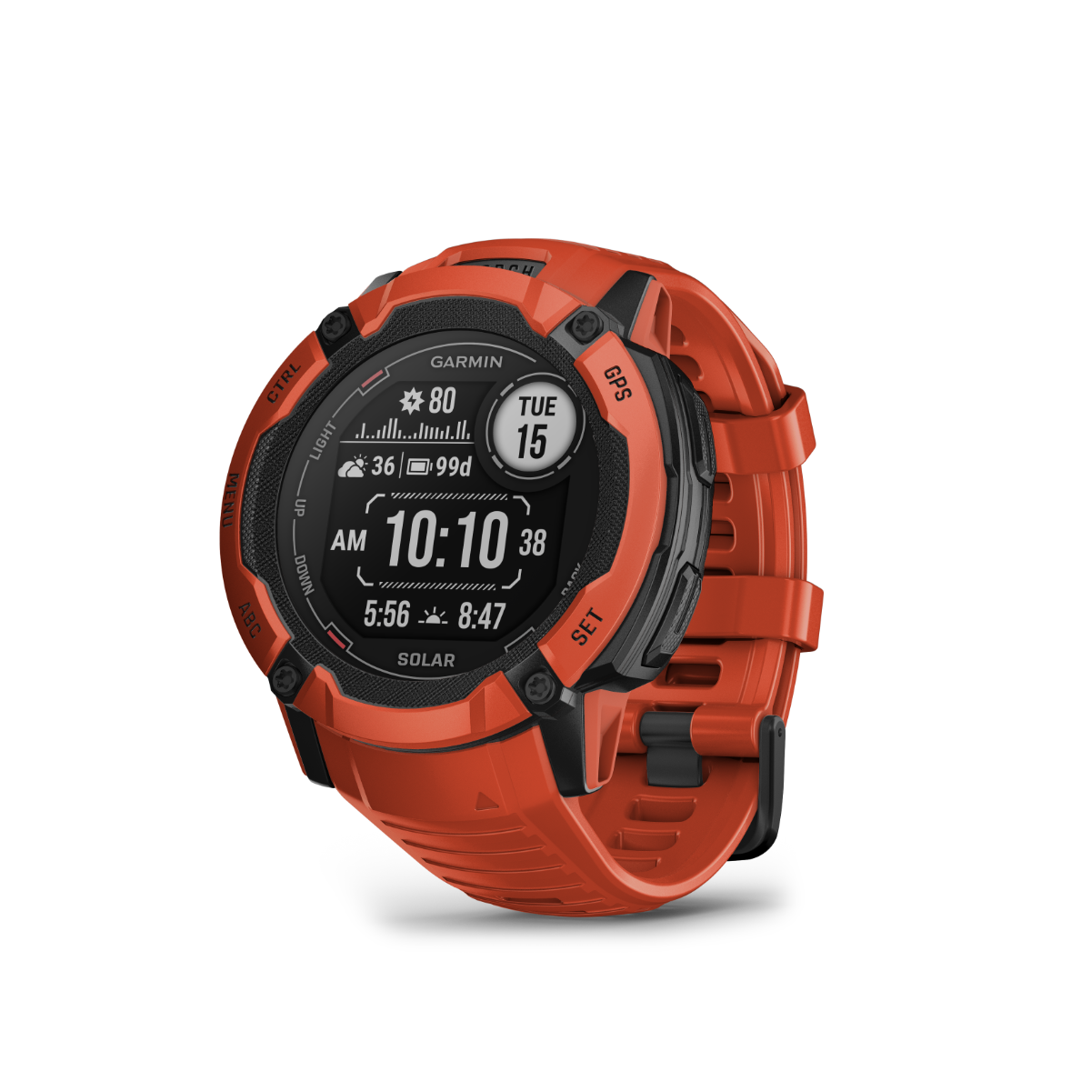 Garmin Instinct 2X Solar, Flame Red, Rugged GPS Smartwatch with