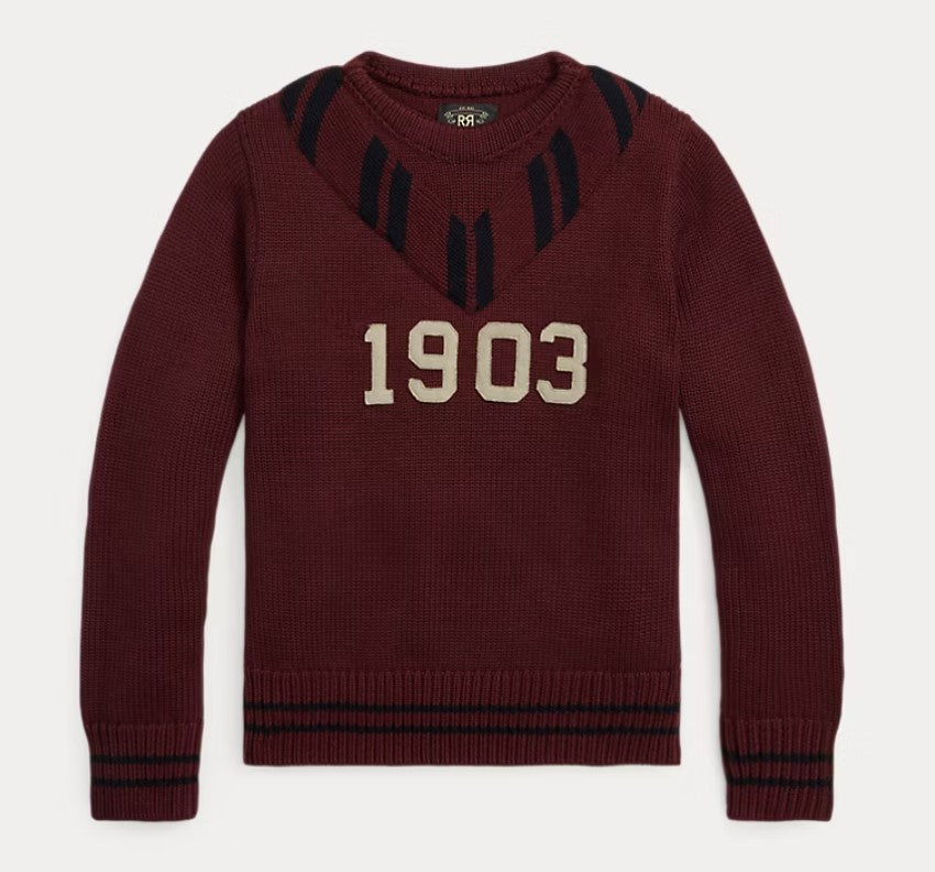 RRL Appliquéd Wool Sweater (Maroon / Navy) – Grayford's Since 1931