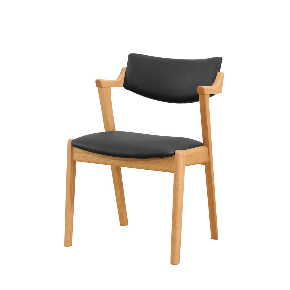 ダイニングチェア（半肘付き）「YUME2 205」オーク材NR色 座面PVC