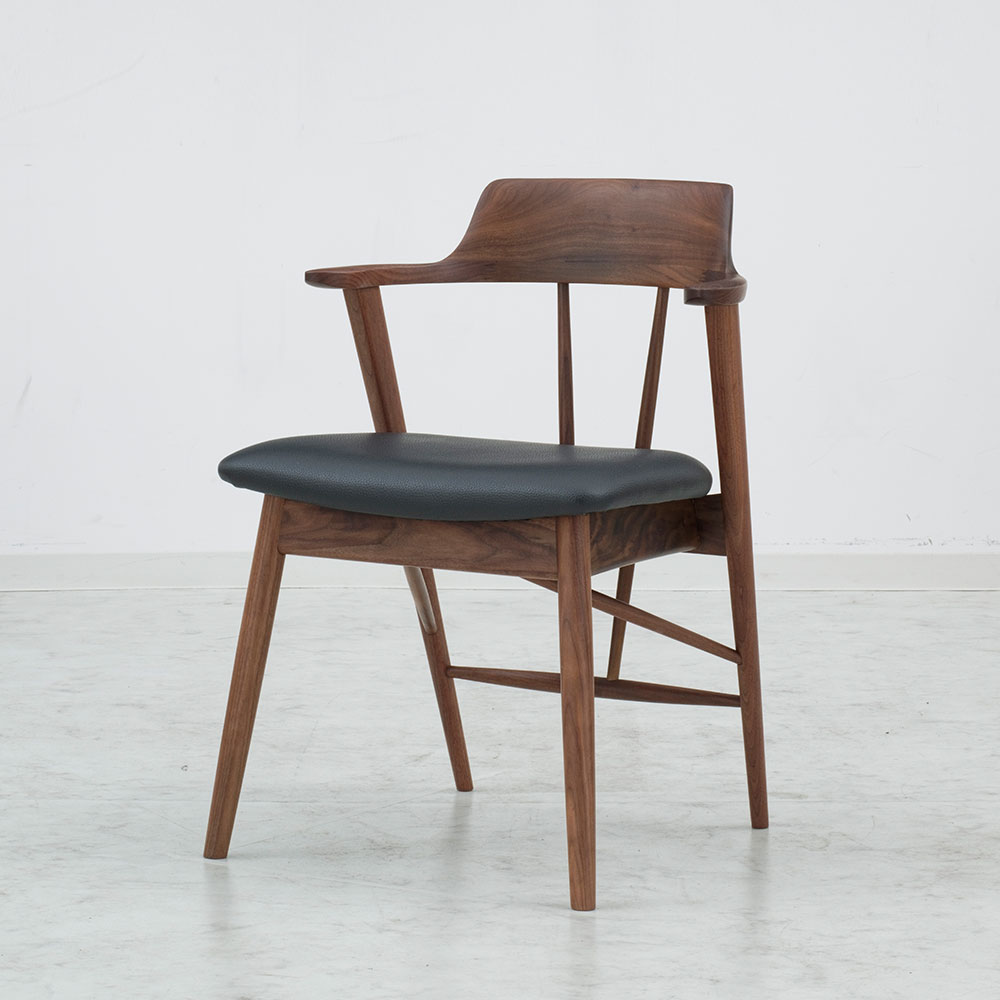 ダイニングチェア「エラ2 SLC-201 WAL」ウォールナット材 座面PVC