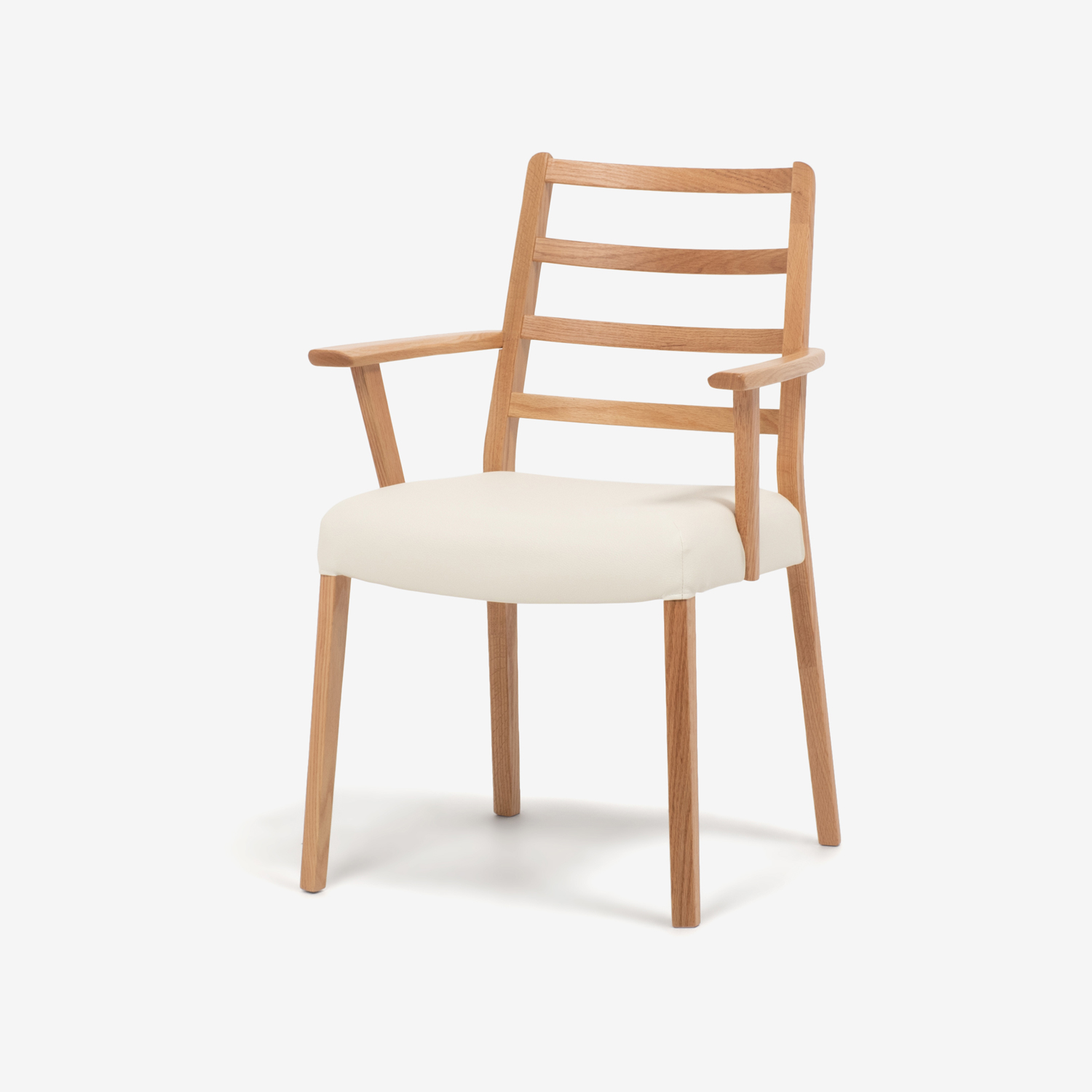 ダイニングチェア(肘付き)「シネマ Aタイプ」レッドオーク材 ホワイト