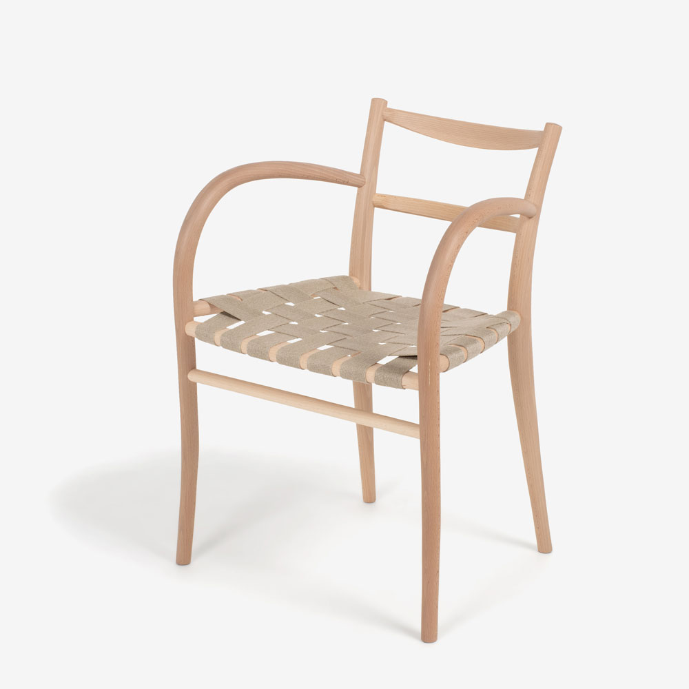 秋田木工 ダイニングチェア「サポースチェア」ブナ材 白木塗装 座面/麻