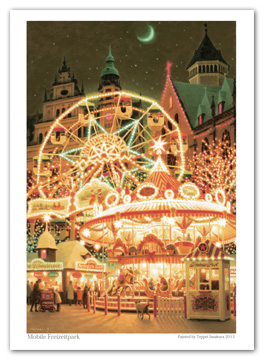 笹倉鉄平グリーティングカード「ブレーメンの移動遊園地」（ドイツ北