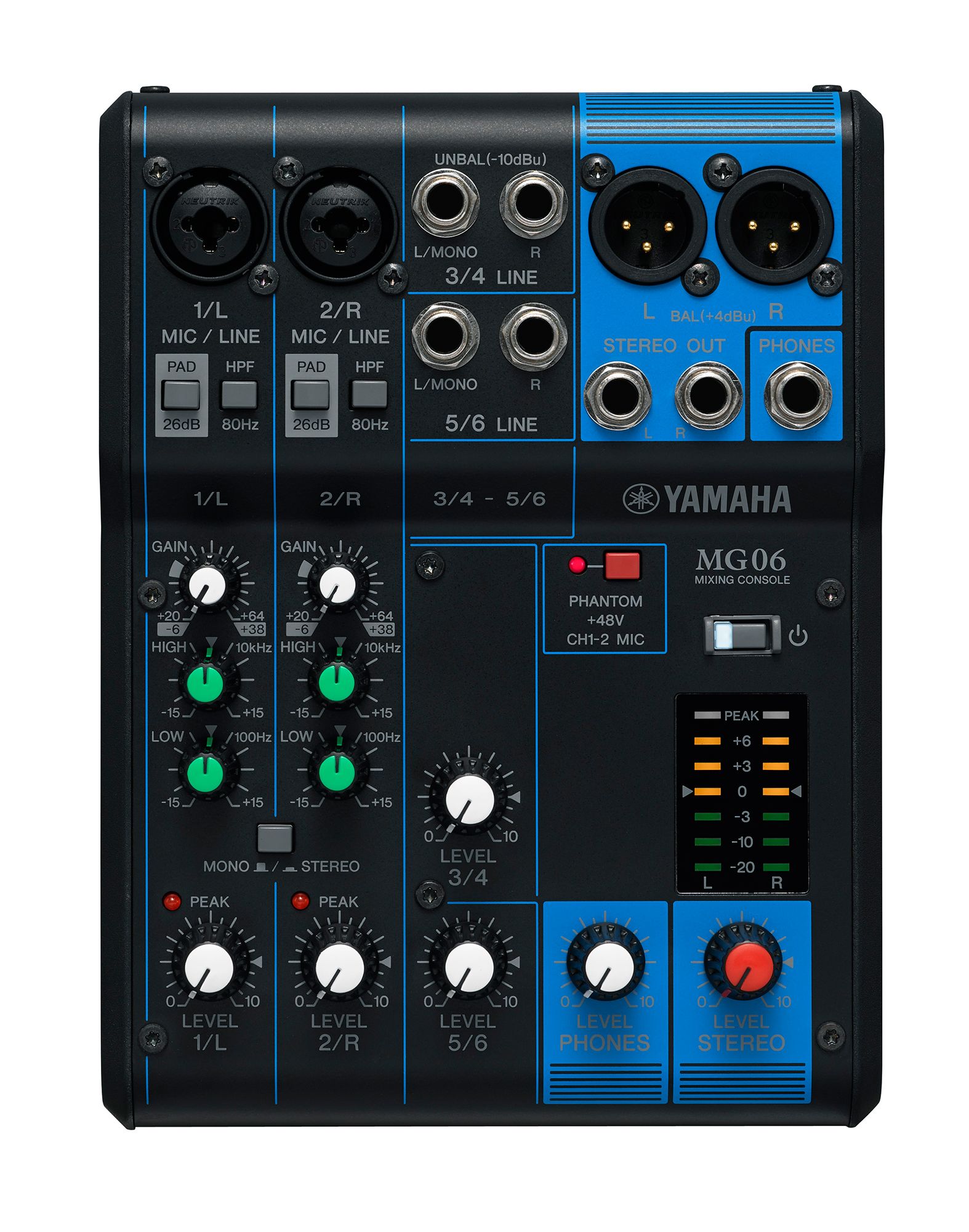 Yamaha 6-Channel Analog Mixer MG06 | Metronome Music Inc.