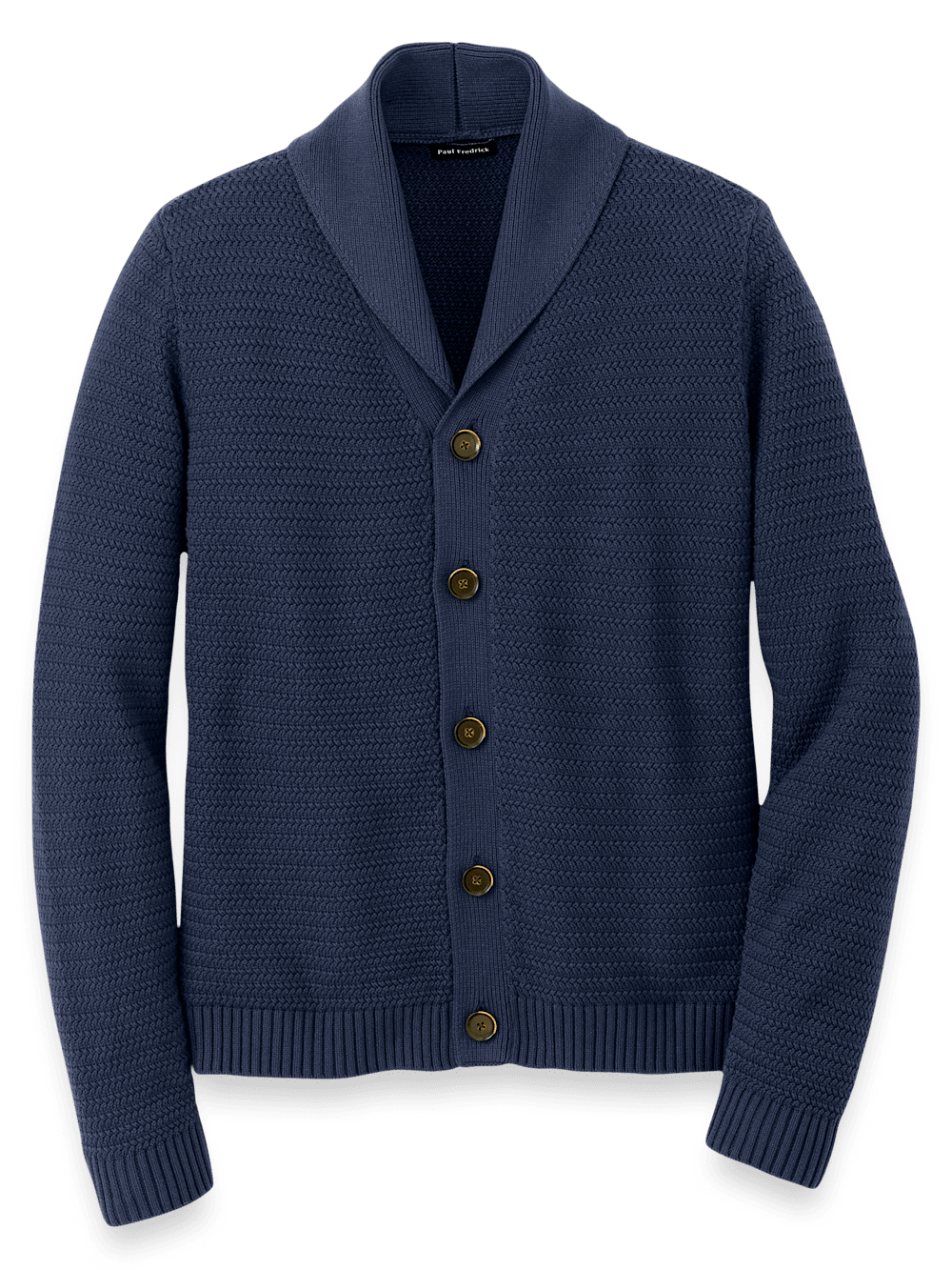 Cotton Button Front Shawl Collar Cardigan Sweater - Navy – Paul