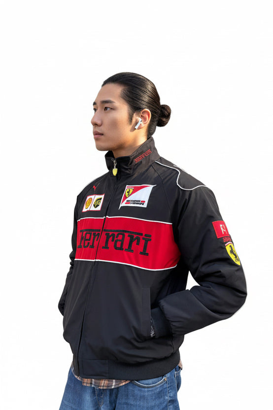 Black Ferrari Premium F1 Racing Team Jacket Scuderia Motors