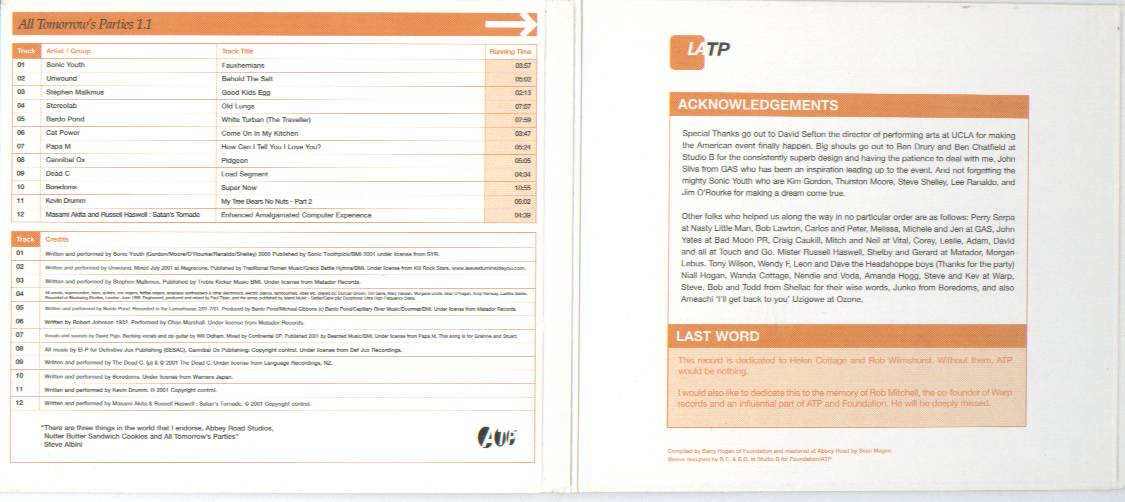 SONICYOUTH.COM DISCOGRAPHY - COMPILATION: ALL TOMORROW'S PARTIES 1.1